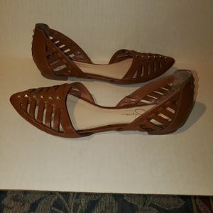 Jessica Simpson Brown Woven Studded Flats Sz 8